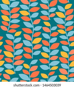 Colorful seamless pattern autumn background. Seamless pattern with autumn leaves. Autumn ornament. Vector nature illustration. EPS-10