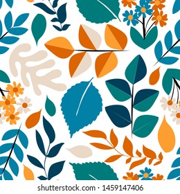 Colorful seamless pattern with autumn leaves