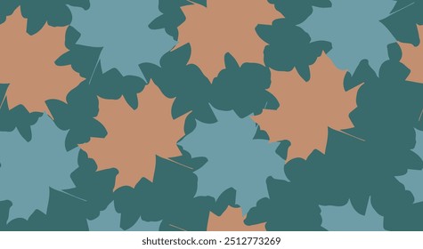 Colorful seamless pattern of autumn leaves. Vector illustration depicting various autumn leaves in warm colors. Illustration for banner, business card, in autumn style