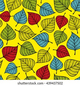 Colorful seamless pattern with autumn leaves. Vector background.