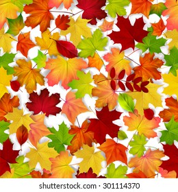Colorful seamless pattern with autumn maple leaves. Vector illustration.