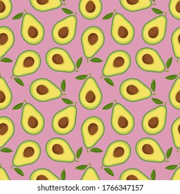 Colorful seamless pattern with avocado. Design for textile, fabric, wrapping paper etc. Vector background