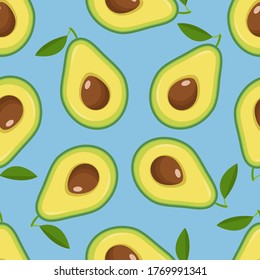 Colorful seamless pattern with avocado. Design for textile, fabric, wrapping paper etc. Vector background