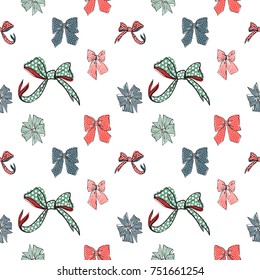 Colorful seamless pattern background with bows.