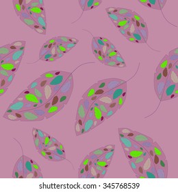 Colorful seamless pattern; background with bright colorful leaves