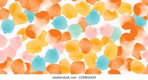 Colorful seamless pattern, background, collage with different watercolor shapes and stains. Vector illustration, wrapping paper