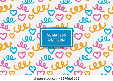 colorful seamless pattern background. Creative abstract style art background for children. Trendy texture design with basic shapes. Simple childish doodle wallpaper print.