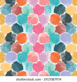 Colorful seamless pattern, background, header, collage with different watercolor shapes. Vector illustration. Trendy colors 