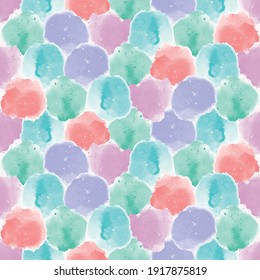 Colorful seamless pattern, background, header, collage with different watercolor shapes. Vector illustration. Trendy colors 