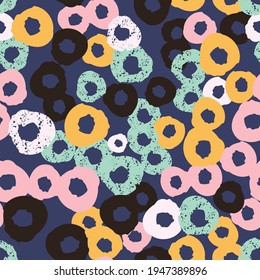 Colorful seamless pattern, background, header, collage with different shapes and textures. Vector illustrations. Trendy colors