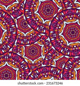 Colorful Seamless Pattern Background. Mandala Backdrop Vector