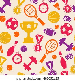 Colorful seamless pattern background sport games icons vector illustration