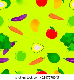 Patrón colorido y sin fisuras para fondo y fondo de pantalla. Textura abstracta de estilo moderno. formatos vectoriales.  Patrón de frutas y hortalizas