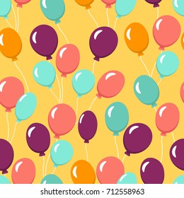 Farbiges nahtloses Muster mit Ballons für Tapete, Textil, Stoff. Alles Gute zum Geburtstag. Vektorgrafik.