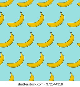 Colorful seamless pattern of  bananas. Vector illustration of summer fruits. Eco food illustration.