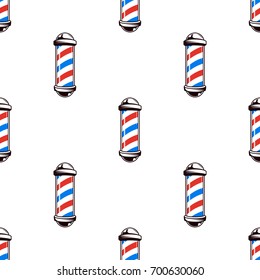 Colorful seamless pattern with barber poles, vintage vector illustration