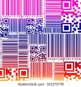 Colorful seamless pattern in barcode style, vector illustration