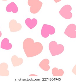 Colorful seamless pattern of big pastel pink hearts. Suitable for printing on textile, fabric, wallpapers, postcards, wrappers