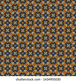 Colorful seamless pattern in blue and orange for textile and design