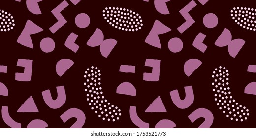 Patrón colorido y transparente con formas geométricas y puntos en negrita. Fondo abstracto vectorial con elementos modernos de corte escandinavo.