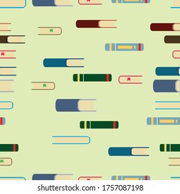 Patrón colorido y sin fisuras con los libros. Biblioteca, librería. Diseño plano. Ilustración del vector