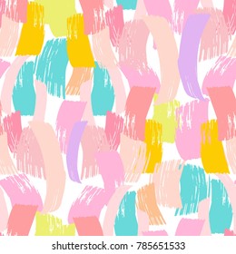 Colorful Seamless Pattern with Brush Strokes.