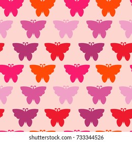 Colorful seamless pattern with butterfly. Wrapping paper, background. Vector illustration. 