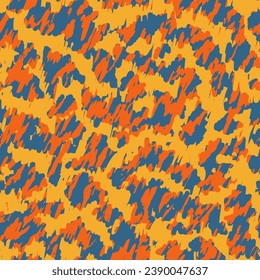 Colorful  Seamless Pattern. Camouflage Background Light Repeated Color Vector Wallpaper. Multicolor Seamless Summer Vector Pattern. Yellow Repeated Fashion Graphic Clouds.