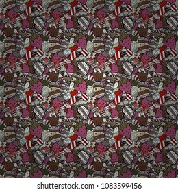 Colorful seamless pattern with candy abstract geometric style. Trendy vector background. On black, white and gray colors.