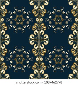 Colorful seamless pattern with candy abstract geometric style. Trendy vector background. On orange, black, yellow, brown and blue colors.