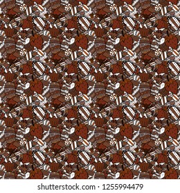 Colorful seamless pattern with candy abstract geometric style. On blue, black and white colors. Trendy vector background.