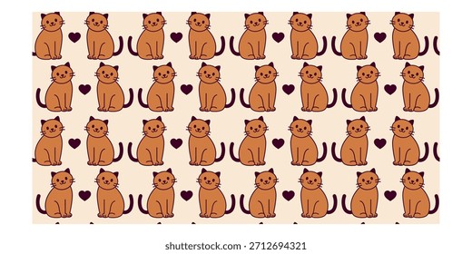 Colorful seamless pattern of cat couple expressing love, perfect for romantic gifts, Valentine decor, and cute designs.