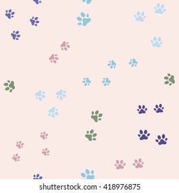 Colorful seamless pattern with cat footprints. Vector, Seamless pattern can be used for wallpaper, web page background 