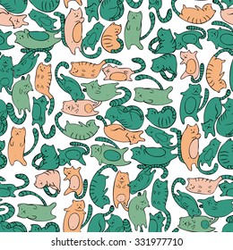 Colorful seamless pattern with cats