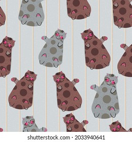 Colorful seamless pattern with cats. Trendy illustration in vector.