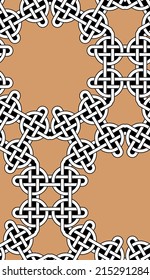 Colorful seamless pattern with Celtic ornaments on brown background