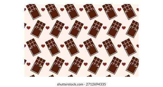 Padrão colorido sem emenda de barras de chocolate ideal para presentes de namorados, temas doces, sobremesas e produtos românticos.