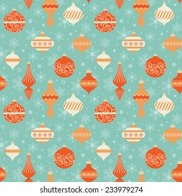 Colorful seamless pattern with Christmas balls and snowflakes.