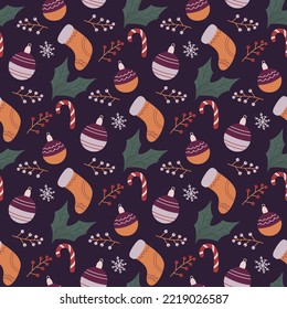 colorful seamless pattern with christmas elements