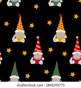 Colorful seamless pattern of Christmas objects. Vector hand drawn background for wrapping paper, web design, postcards.