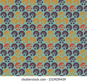 Colorful seamless pattern with circles. Path geometric background.