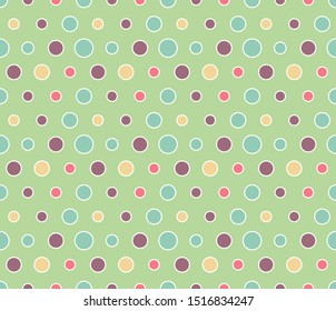 Colorful seamless pattern with circles. Polka dot geometric background.