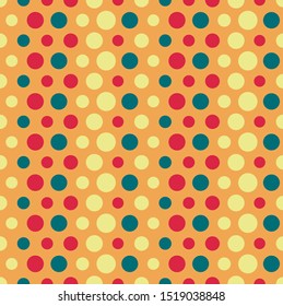 Colorful seamless pattern with circles. Polka dot geometric background.