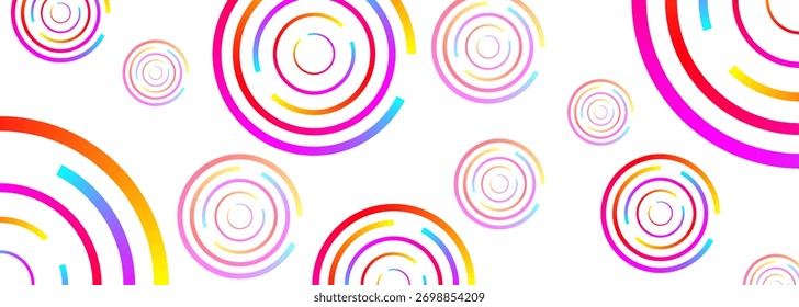 Farbiges nahtloses Muster mit kreisförmigen Regenbogenwirbeln und dekorativem mehrfarbigem Design