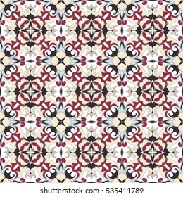 Colorful seamless pattern in the classical style for the Christmas or festive wrapping paper.