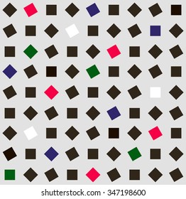Colorful seamless pattern of colored squares rotated at different angles. Vector illustration