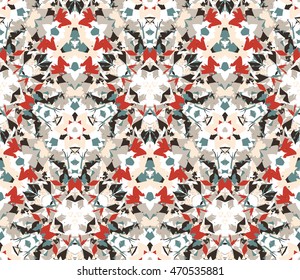 Colorful seamless pattern. Composed of color abstract elements located on a white background. Useful as design element for texture and artistic compositions.
