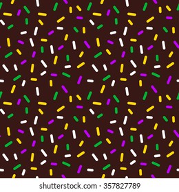 Colorful Seamless Pattern with Confetti. Confectionery Glaze Illustration. Vector Background with Sprinkles.