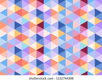 Colorful seamless pattern consisting of warm and cold colors triangles

