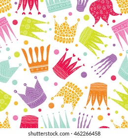 Colorful seamless pattern with crown.